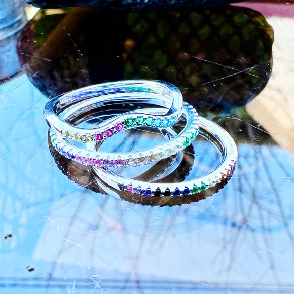 Ruby, Emerald or Sapphire Skinny Bands Sterling Silver 925, Stacking rings - Picture 10 of 13